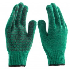 Перчатки трикотажные усиленные, гелевое ПВХ-покрытие, 7 класс, зеленые Сибртех (68184)