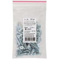 Винт с потайной головкой с полной резьбой оцинкованный DIN 965 4х25 100 шт Фасовка (27765-0)