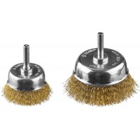 Набор чашечных щеток-крацовок для дрели d 50/75 мм, витая стальная латунированная проволока 0.3 мм ЗУБР Профессионал 3531-H2_z02