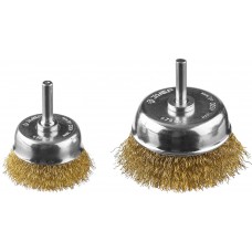 Набор чашечных щеток-крацовок для дрели d 50/75 мм, витая стальная латунированная проволока 0.3 мм ЗУБР Профессионал 3531-H2_z02
