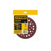 Круг шлифовальный на липучке STEHER BOS-125-S 125 мм Р180 44 отв. 5 шт. 35685-180  