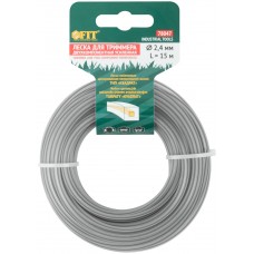 Леска для садовых триммеров усиленная, полиамидная жила, Квадрат 2,4 мм х 15 м (78047)