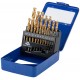 Набор сверл по металлу HSS шлифованные, титановое покрытие, угол заточки 135°, мет.бокс,19 шт. (1-10 мм через 0,5 мм) (35744М)