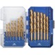 Набор сверл по металлу HSS шлифованные, титановое покрытие, угол заточки 135°, пласт. кейс, 19 шт. (1-10 мм, через 0,5 мм) (35735М)