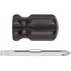 Отвертка с переставным жалом коротыш, CrV сталь, черная пластиковая ручка 6x40 мм PH2/SL6 (56207)