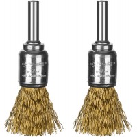 Щетки-крацовки кистевые для дрели 2 шт, 17 мм, витая стальная латунированная проволока 0.3 мм ЗУБР Профессионал 35225-17-H2_z02