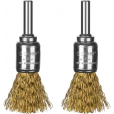 Щетки-крацовки кистевые для дрели 2 шт, 17 мм, витая стальная латунированная проволока 0.3 мм ЗУБР Профессионал 35225-17-H2_z02