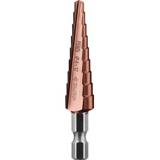 Ступенчатое сверло 4-12 мм, 9 ступеней, сталь Р6М5, кобальтовое покрытие Кобальт ЗУБР Профессионал 29672-4-12-9_z01