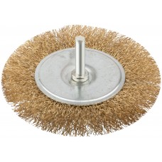 Корщетка дисковая прямая, со шпилькой, стальная латунированная волнистая проволока 100 мм (38465)