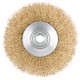 Корщетка-колесо с наклоном, гайка М14, стальная латунированная волнистая проволока 125 мм, блистер (39085)