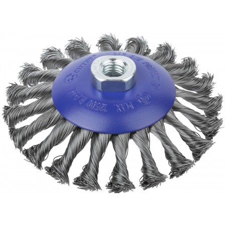 Щетка для УШМ, М14, тип Тарелка, крученая проволока 0,5 мм, 125 мм, блистер, CUTOP Profi (82-907)