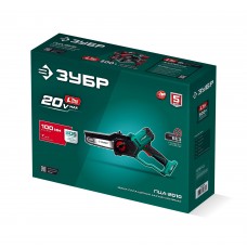 ЗУБР 20 В, 100 мм шина, без АКБ (LMS), мини-пила цепная аккумуляторная (ПЦА-2010)