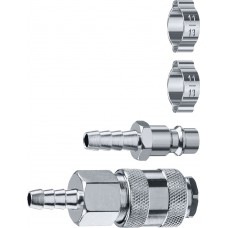 Набор штуцеров «елочка» 8 мм — рапид муфта + рапид штуцер-штуцер «елочка» 8 мм + обжимные хомуты 2 шт ЗУБР Профессионал 64920-08-H