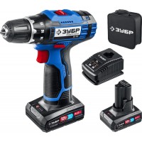 Дрель-шуруповерт 12 В 40 Н·м 2 АКБ тип Т7 4 А·ч сумка Профессионал ЗУБР DL-121-42