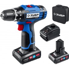 Дрель-шуруповерт 12 В 40 Н·м 2 АКБ тип Т7 4 А·ч сумка Профессионал ЗУБР DL-121-42