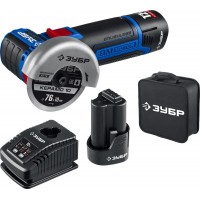 УШМ бесщеточная 12 В d76 мм 2 АКБ тип Т7 2 А·ч сумка Профессионал ЗУБР AB-76-22