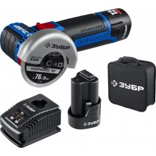 УШМ бесщеточная 12 В d76 мм 2 АКБ тип Т7 2 А·ч сумка Профессионал ЗУБР AB-76-22