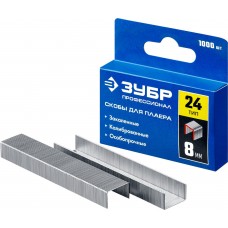 Скобы 8 мм, тип 24, калибр 23GA, 1000 шт Профессионал ЗУБР 31555-08