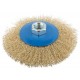 Корщетка, тип колесо с наклоном, гайка М14, стальная волнистая латунированная проволока 115 мм (38927М)