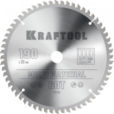 Пильный диск по алюминию Multi Material, 190 х 20 мм, 60Т KRAFTOOL 36953-190-20