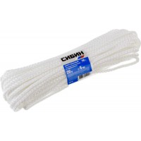 Полипропиленовый шнур 6 мм 20 м вязаный с сердечником белый СИБИН 50256
