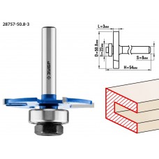 Фреза горизонтально-пазовая 50.8 x 3 мм, хвостовик 8 мм ЗУБР Профессионал 28757-50.8-3