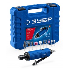 Набор в кейсе: прямая цанговая пневмошлифмашина, 10 шарошек и оснастка ЗУБР ПРОФЕССИОНАЛ 64333-H