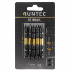Бита ударная двусторонняя RUNTEC H6.35 65мм PH1/PH1 5шт., RUNTEC, RT-IBD65
