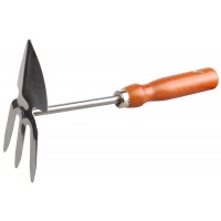 Садовая мотыжка 270 мм, 3 зубца, нержавеющая сталь, сердцевидное лезвие, деревянная ручка GRINDA 8-421139_z01