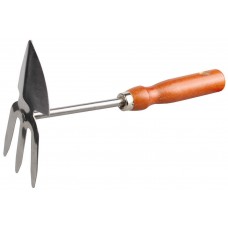 Садовая мотыжка 270 мм, 3 зубца, нержавеющая сталь, сердцевидное лезвие, деревянная ручка GRINDA 8-421139_z01