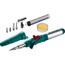Газовый паяльник SolderGas, 120 K, 30–120 Вт, 1300°С, горелка, фен, пьезоподжиг, набор 10 в 1 KRAFTOOL 55503-H10