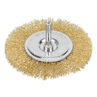 Щетка для дрели 100 мм, плоская со шпилькой, латунированная витая проволока Matrix (74450)