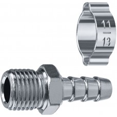 ЗУБР штуцер ?елочка?, 8 мм - 1/4?M, переходник с обжимным хомутом, Профессионал (64924-1/4-08)