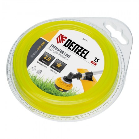 Леска для триммера, звезда 2 мм х 15 м, блистер Flex cord Denzel (96111)