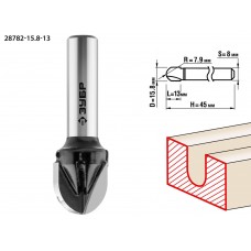Фреза пазовая галтельная 15.8?13 мм радиус 7.9 мм ЗУБР Профессионал 28782-15.8-13
