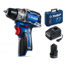 Дрель-шуруповерт 12 В 45 Н·м 1 АКБ тип Т7 2 А·ч BRUSHLESS кейс Профессионал ЗУБР КОМПАКТ #2 DB-121-21