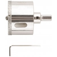 Коронка кольцевая по керамограниту, камню и кафелю алмазная с центровочным сверлом 55х70 мм (16222)