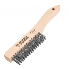 Щетка зачистная 4-х рядная, прямая проволока из нержавеющей стали с деревянной ручкой, EFP// Denzel (74844)