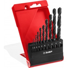 Набор сверл по металлу 10 шт, 1–10 мм, сталь Р4М2, класс В ЗУБР 29605-H10