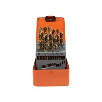 Набор сверл 1-13 25 штук Р6М5К5 (HSS-Co5) металлический кейс HORTZ