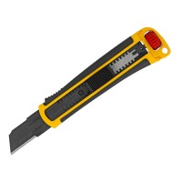 Нож, 25 мм, сменное лезвие, SK4, корпус из ABS + TPR, торцевой зажим Denzel (78908)