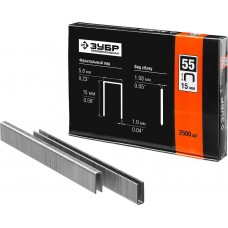 Скобы 15 мм, тип 55 (90/C), калибр 18GA, 2500 шт Профессионал ЗУБР 31855-15