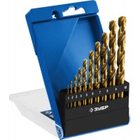 Набор сверл по металлу 10 шт (1-10 мм), сталь Р6М5, класс А, титановое покрытие ЗУБР ТИТАН Профессионал 29615-H10