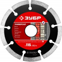 Алмазный диск сегментный 115 мм (22.2 мм, 7 x 1.9 мм) ЗУБР Универсал 36610-115_z01