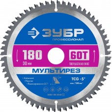 Пильный диск по алюминию Мультирез, 180 х 30 мм, 60Т ЗУБР Профессионал 36907-180-30-60_z01