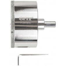 Коронка кольцевая по керамограниту, камню и кафелю алмазная с центровочным сверлом 73х70 мм (16227)