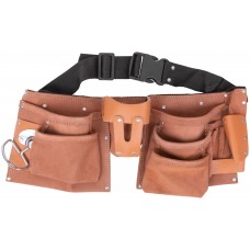 Пояс для инструмента двойной, кожа, 10 отделений, 1 петля для инструмента