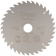 Диск пильный по дереву с тефлоновым покрытием 36Т, CUTOP Profi plus, 200 х 1,5/2,2 х 32/30/25,4/20 мм (75-20036Т)