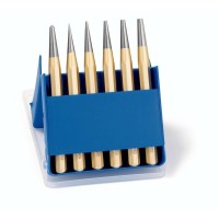 Набор пробойников DIN 6458, 6 пр., O 1/2/3/4/5 мм + Кернер DIN 7250 O 4 мм, 8-гран. профиль 10 мм, пластиковый кейс (RE-4241400)