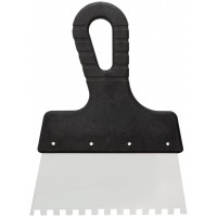 Шпатель зубчатый, 6х6 мм, нержавеющая сталь, пластиковая ручка, 150 мм (30-2336)